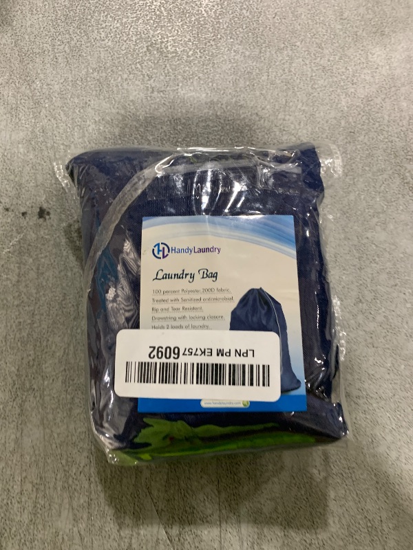 Photo 1 of Nylon Laundry Bag - Locking Drawstring Closure and Machine Washable. These Bags will Fit a Laundry Basket or Hamper and Strong Enough to Carry up to Three Loads of Clothes. (Navy Blue)