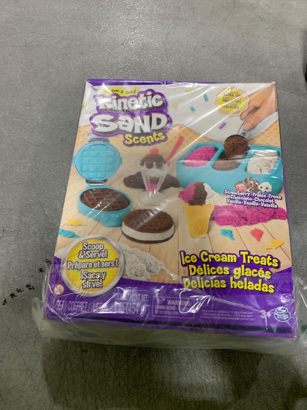 Photo 1 of Kinetic Sand Scents, Ice Cream Treats Playset with 3 Colors Scented Play Sand & 6 Tools, Sensory Toys for Kids Ages 3 and up