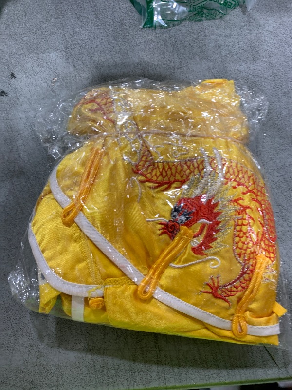 Photo 1 of Boys Girls Kung Fu Master Tai Chi Dragon Chinese Uniform Top Shirt Pants Set Outfit (Yellow, 2-3 Years)