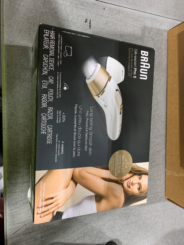 Photo 1 of Braun Smart IPL, Silk·Expert Pro 5: at Home Laser Hair Removal for Women and Men, Permanent Visible Hair Reduction in Hair Regrowth for Body & Face, Soft Pouch and Precision Head, IPL5157