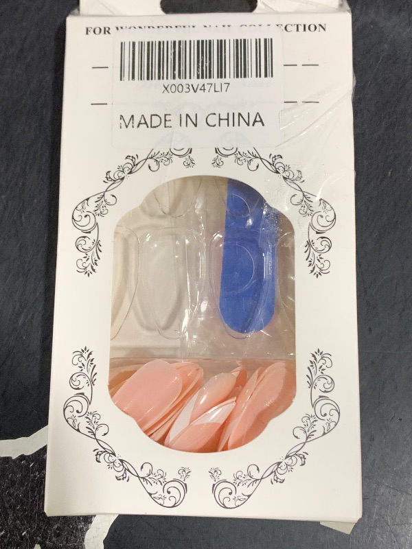 Photo 1 of White French Tip Press on Nails,Short Almond False Nails,Glossy Full Cover Stick on Nails for Women Daily Wear Manicure,Acrylic Artificial Nails Reusable Glue on Nails
