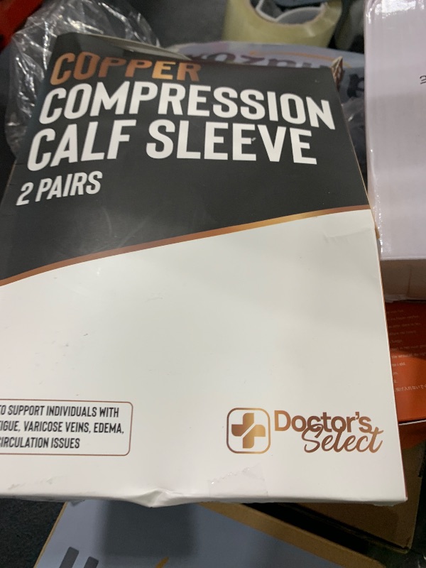 Photo 1 of Doctor's Select 2 Pairs Copper Calf Compression Sleeve - Compression Calf Sleeves Men, Compression Sleeves for Men Leg, Shin Splint Compression Sleeve, Black with Copper SM