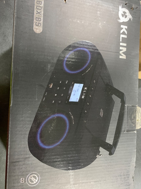 Photo 1 of KLIM B5 CD Player Portable Boombox, FM Radio with CD Player Bluetooth USB MP3 AUX, Lighting Modes, Rechargeable Battery, Autosleep, Boombox with Digital EQ