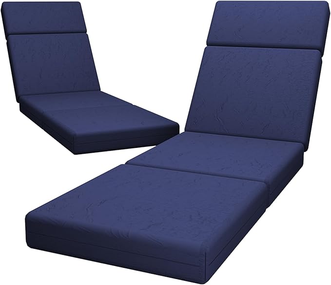 Photo 1 of 4 Pcs Chaise Lounge Cushions Outdoor, 80 x 26 x 4 Inch Lounge Chair Cushions for Outdoor Furniture - Waterproof Lounge Patio Replacement Cushion, 4In Fade-Resistant ThickPatio Chaise Lounge Cushion