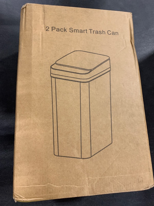 Photo 1 of KOEYLE 2 Pack 2.2 Gallon Automatic Touchless Garbage Can, Small Motion Sensor Smart Trash Can, Slim Waterproof Trash Bin for Bedroom, Bathroom, Office, Living Room, White