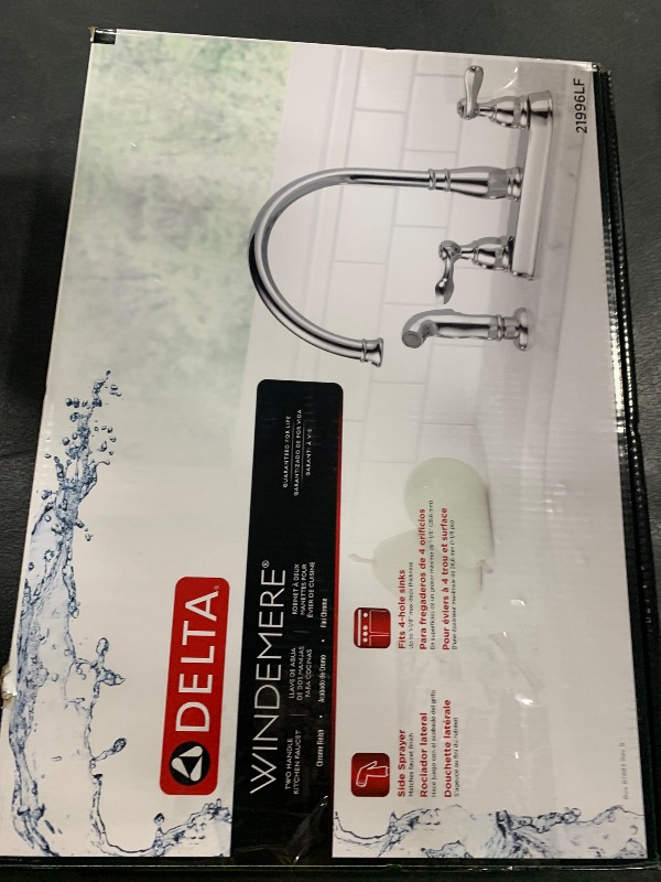 Photo 1 of Delta Faucet Windemere 2-Handle Kitchen Sink Faucet with Side Sprayer Chrome Kitchen Faucet, Kitchen Sink Faucet 3-Hole, Chrome 21996LF