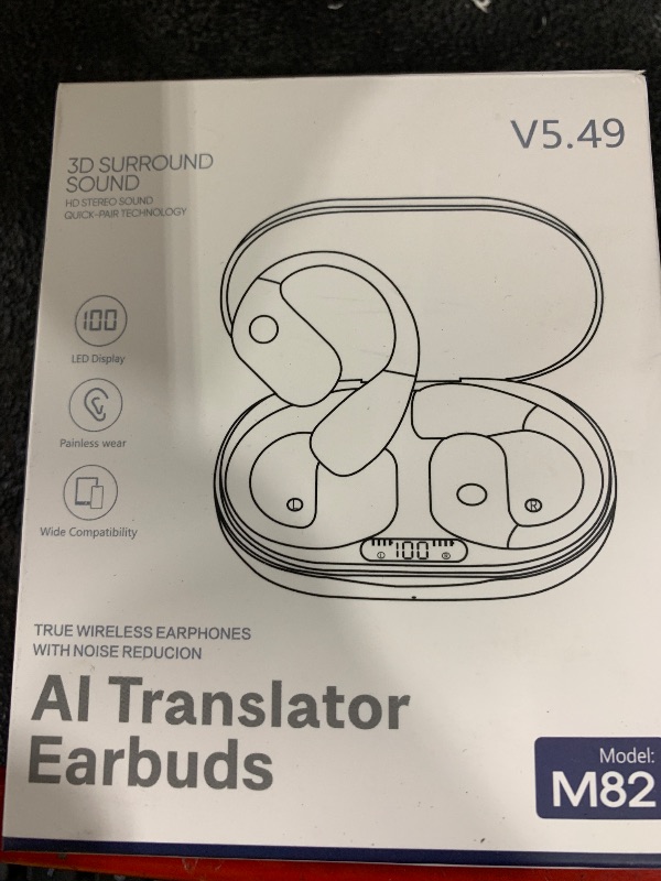 Photo 1 of AI Language Translator Earbuds, OWS Real-Time 3-in-1 Translation Earbuds 144 Languages & Accents, Audifonos Traductores Inglés Español, Translation Device for Travel Business,Transparent Black