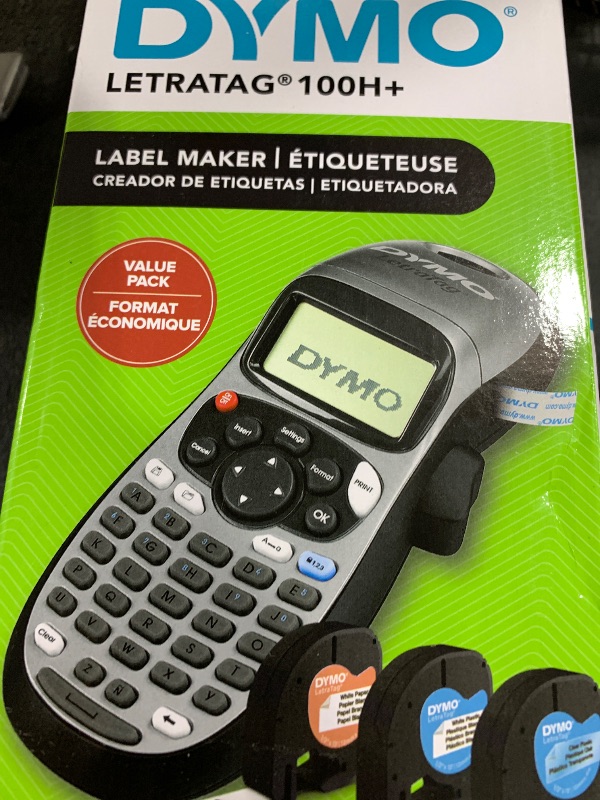 Photo 1 of DYMO Label Maker Machine with Tape - 100H LetraTag Handheld, Comes with 3 LT label tapes. Great for Home & Office Organization