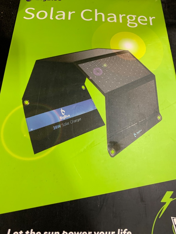 Photo 1 of [Upgraded] BigBlue 3 USB Ports 28W Solar Charger(5V/4.8A Max), Portable Foldable Solar Panel for Camping, IP44 Waterproof, Compatible with iPhone 11/XS/XS Max/XR/X/8/7, iPad, Samsung Galaxy LG etc.