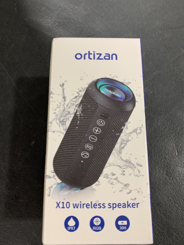 Photo 1 of Ortizan Portable Bluetooth Speaker: IPX7 Waterproof, 24W Loud Sound, Deep Bass, Bluetooth 5.3, LED Lights, Wireless Stereo Pairing, 30H Playtime, for Home/Outdoor/Party/Beach, Birthday Gift (Black)