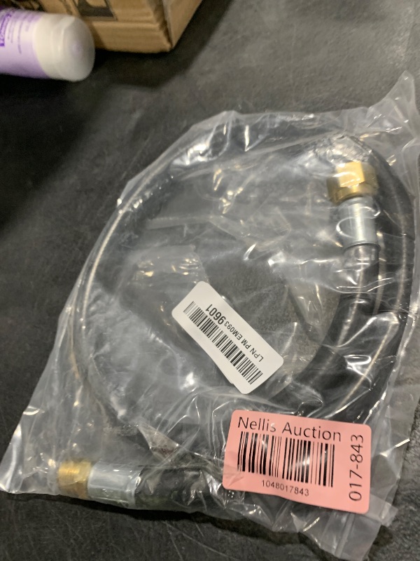 Photo 1 of Flame King 32-inch Propane Thermo Plastic Hose Assembly, 3/8-inch ID, 3/8-inch MPT X 1/2-inch Female Flare, for RVs and Travel Trailers