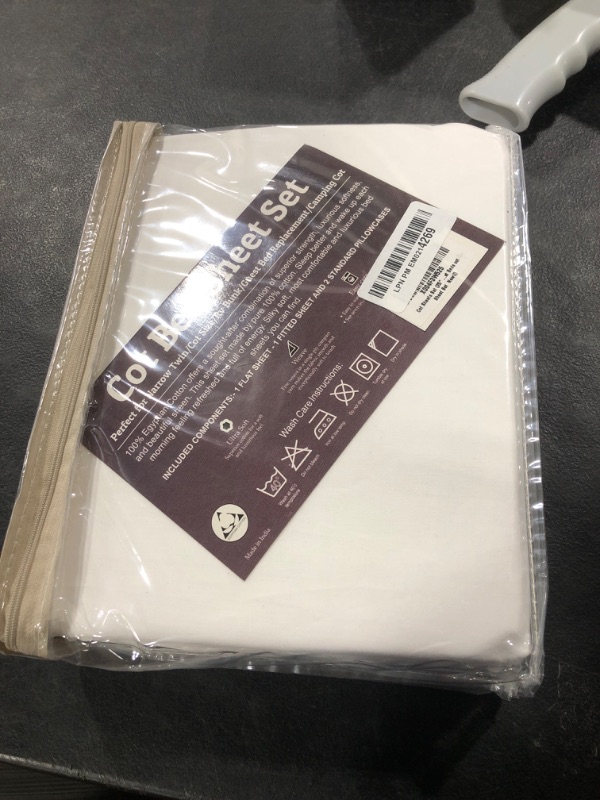 Photo 1 of Cottington Lane 4 Piece Cot Sheets Set 25" X 75" with 6 Inch Deep Pocket White Solid, 100% Egyptian Cotton Cot Sheets, Perfect for Narrow Twin, Camp Bunk,Trifold Mattress, Guest Bed Replacement