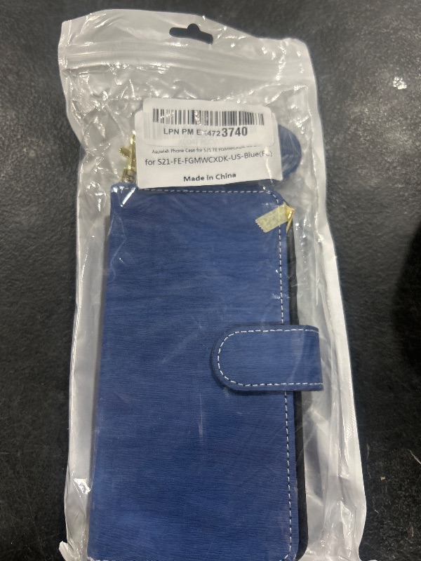 Photo 1 of Asuwish Phone Case for Samsung Galaxy S21 FE 5G Zipper Wallet Detachable Cell Cover with Tempered Glass Screen Protector Crossbody Strap Card Holder S 21 EF S21FE5G UW S21FE 21S G5 6.4 inch Women Blue