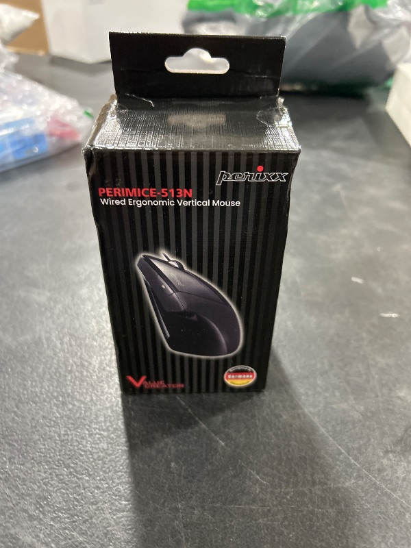 Photo 1 of Perixx PERIMICE-513 Wired Ergonomic Vertical Mouse - 6 Buttons with 1000/1600 DPI - Right-Handed Design - Wired USB 5.9ft Cable - Black