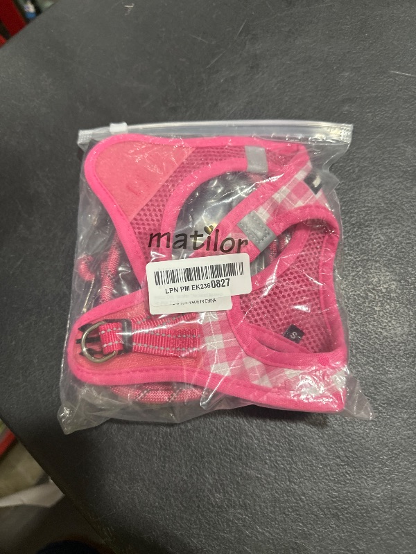 Photo 1 of matilor Dog Harness Step-in Breathable Puppy Cat Dog Vest Harnesses for Small Medium Dogs Pink Checkered