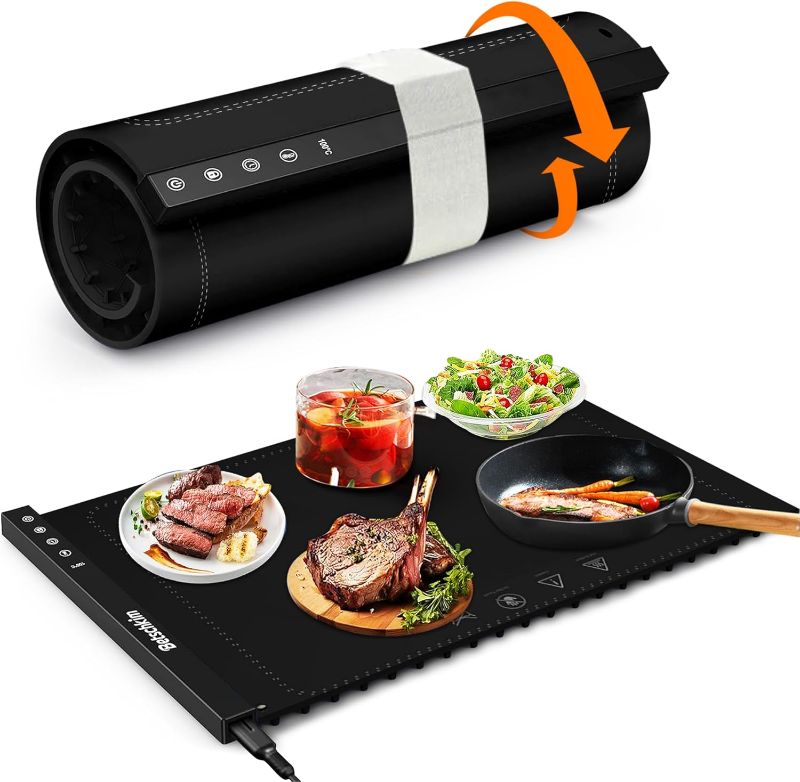 Photo 1 of Food Warming Mat, Silicone Food Warmer Mat, Silicone Heating Mat for Food with Temperature Control 6 Levels, Black Full Surface, Electric Warming Tray, Food Warmers for Parties, Buffet (Black)
Brand: JESAE