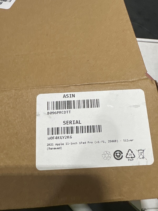 Photo 1 of Apple 2021 11-inch iPad Pro, Wi?Fi, 256GB, Silver (Renewed)