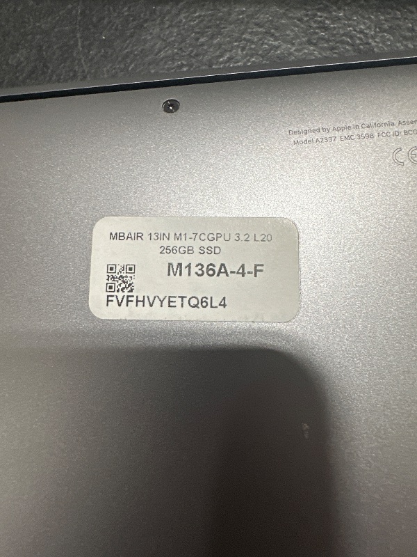 Photo 1 of Apple Late 2020 MacBook Air with Apple M1 Chip, 13.3-inch, 8GB RAM, 256GB SSD, Space Gray (Renewed Premium)