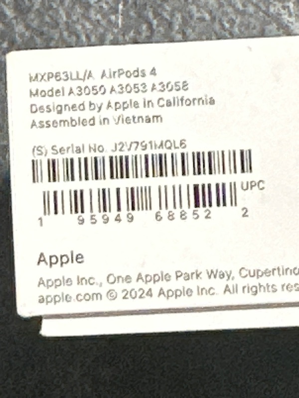 Photo 1 of Apple AirPods 4 Wireless Earbuds, Bluetooth Headphones, Personalized Spatial Audio, Sweat and Water Resistant, USB-C Charging Case, H2 Chip, Up to 30 Hours of Battery Life, Effortless Setup for iPhone