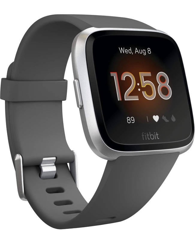 Photo 1 of Fitbit Versa Lite Smartwatch,GPS,Charcoal/Silver Aluminum, One Size (S & L Bands Included)