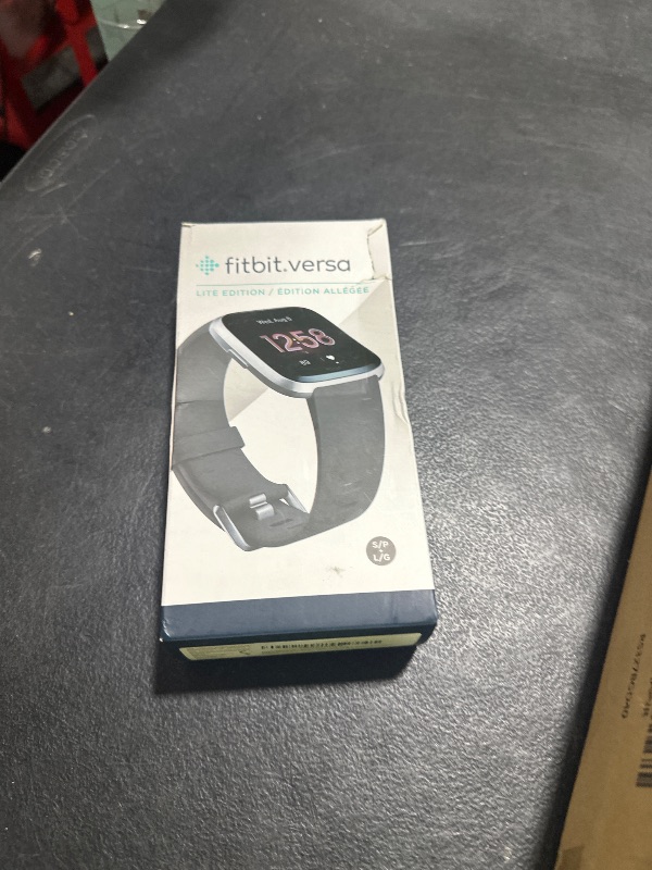 Photo 1 of Fitbit Versa Lite Smartwatch,GPS,Charcoal/Silver Aluminum, One Size (S & L Bands Included)