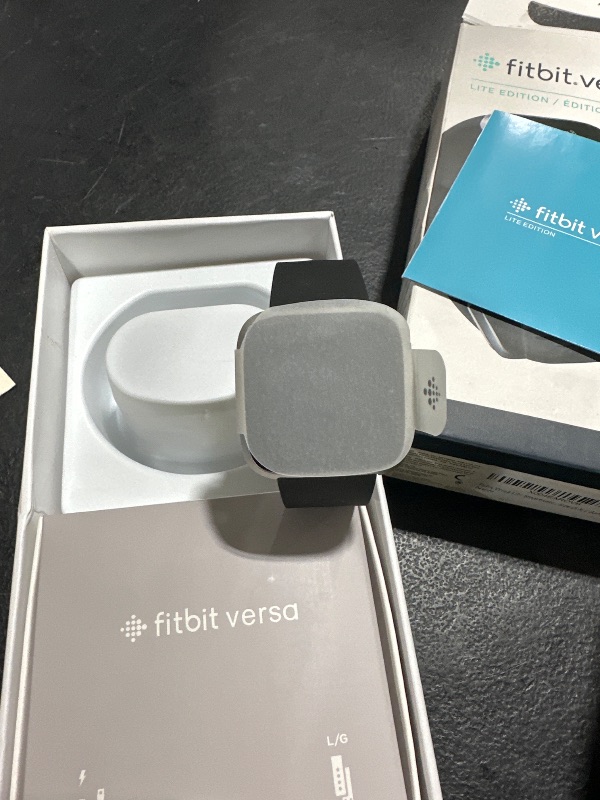 Photo 1 of Fitbit Versa Lite Smartwatch,GPS,Charcoal/Silver Aluminum, One Size (S & L Bands Included)
