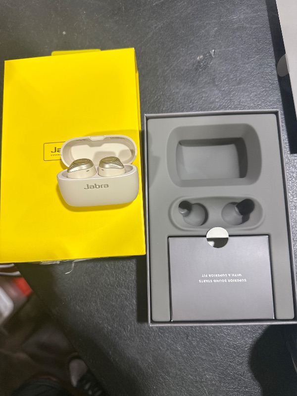 Photo 1 of Jabra Elite 75t Earbuds – Alexa Enabled, True Wireless Earbuds with Charging Case, Gold Beige – Bluetooth Earbuds with a More Comfortable, Secure Fit, Long Battery Life and Great Sound Quality