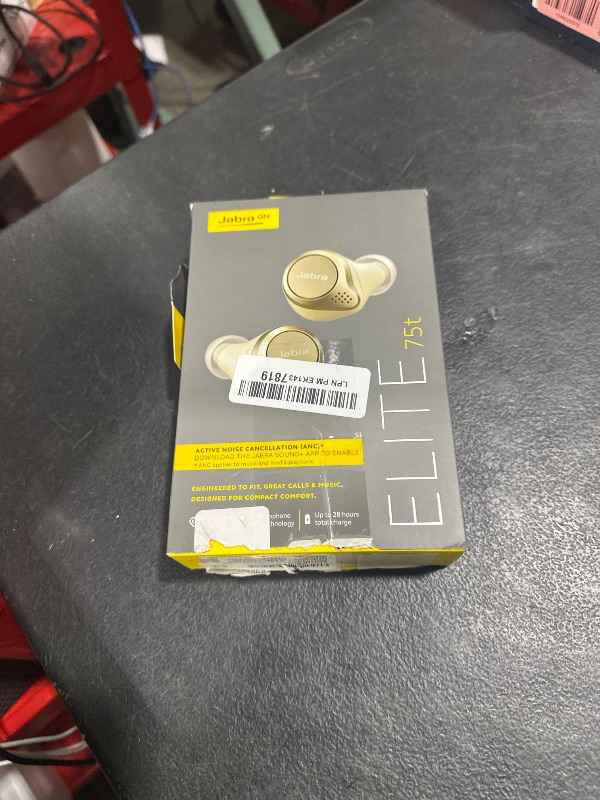 Photo 1 of Jabra Elite 75t Earbuds – Alexa Enabled, True Wireless Earbuds with Charging Case, Gold Beige – Bluetooth Earbuds with a More Comfortable, Secure Fit, Long Battery Life and Great Sound Quality