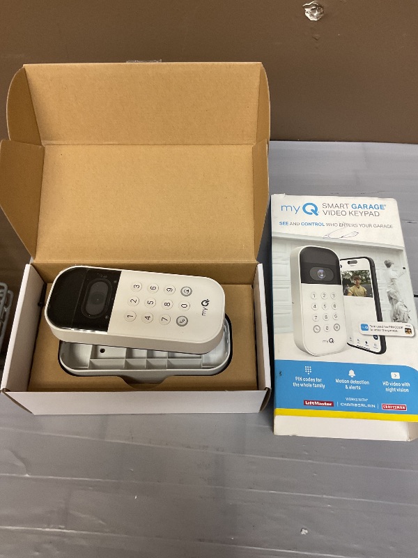 Photo 1 of myQ Smart Garage Door Video Keypad with Wide-Angle Camera,Customizable PIN Codes,and Smartphone Control–Take Charge of Your Garage Access Works with Chamberlain, LiftMaster and Craftsman openers,White