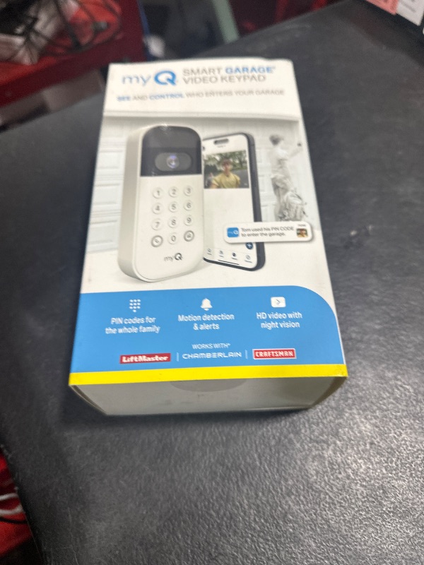 Photo 1 of myQ Smart Garage Door Video Keypad with Wide-Angle Camera,Customizable PIN Codes,and Smartphone Control–Take Charge of Your Garage Access Works with Chamberlain, LiftMaster and Craftsman openers,White