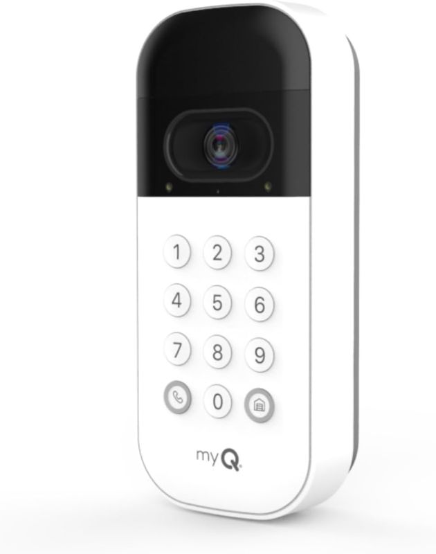 Photo 1 of myQ Smart Garage Door Video Keypad with Wide-Angle Camera,Customizable PIN Codes,and Smartphone Control–Take Charge of Your Garage Access Works with Chamberlain, LiftMaster and Craftsman openers,White