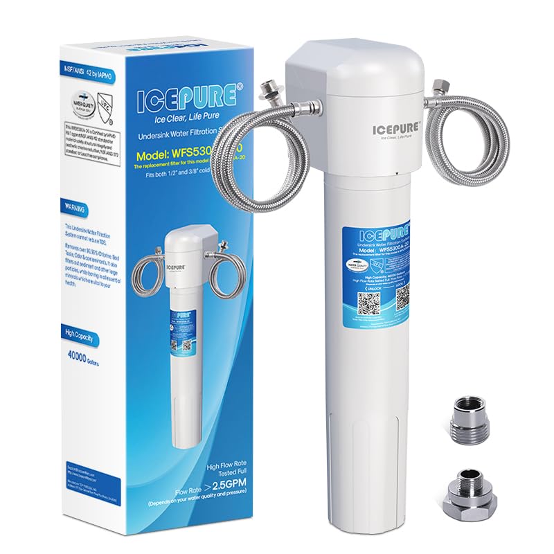 Photo 1 of ICEPURE WFS5300A-20 5 Years or 40K Gallons Under Sink Water Filtration System, Ultra High Capacity NSF/ANSI CAN372 & 42 Certified, Direct Connect Drinking Faucet, Removes Chlorine, Odor, Heavy Metals