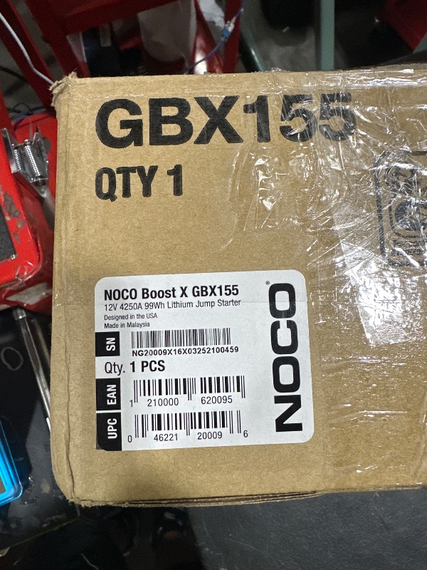 Photo 1 of NOCO Boost X GBX155: 4250A UltraSafe Jump Starter – 12V Lithium Battery Booster Pack, Portable Jump Box, Power Bank & Jumper Cables - for 10.0L Gas and 8.0L Diesel Engines