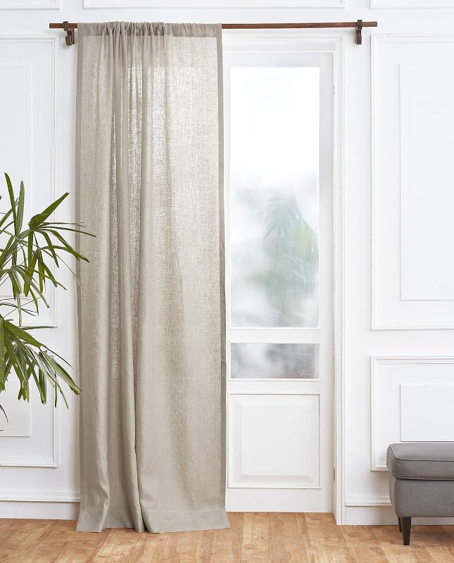 Photo 1 of Solino Home Natural Linen Curtain 108 Inches Long, Light Filtering Rod Pocket Curtain 52 x 108 Inch, 100% Pure Linen European Flax Window Treatment for Living Room, Bedroom