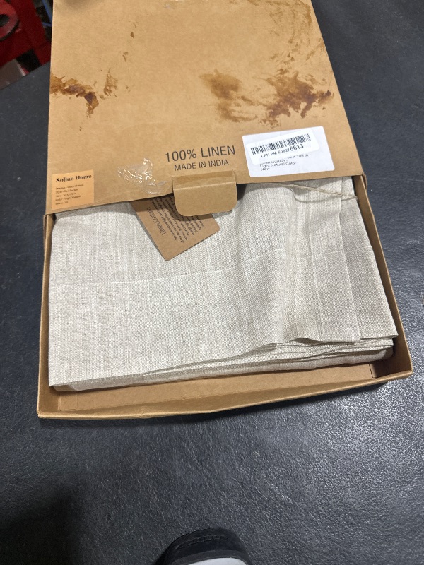 Photo 1 of Solino Home Natural Linen Curtain 108 Inches Long, Light Filtering Rod Pocket Curtain 52 x 108 Inch, 100% Pure Linen European Flax Window Treatment for Living Room, Bedroom