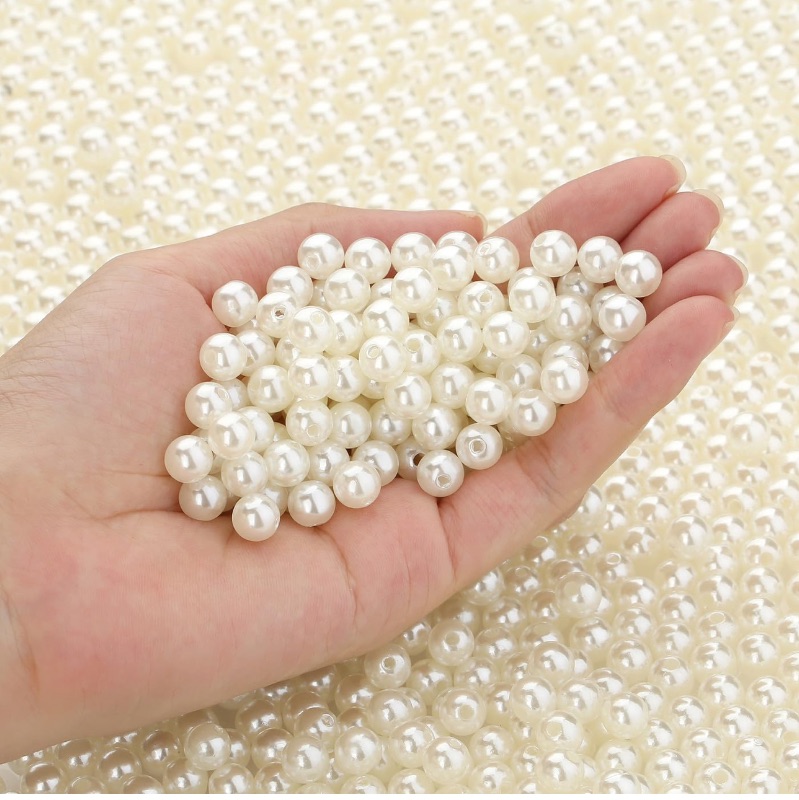 Photo 1 of DUQGUHO 8mm Pearls for Crafting Pearl Beads for Jewelry Making Plastic Beads for Bracelets White Beads 250PCS Fake Pearls with Holes Bulk Beads for Embroidery