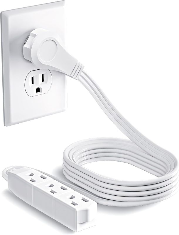 Photo 1 of Kasonic 8FT Flat Plug Extension Cord, UL Listed 16/3 SPT-3 1625W Power Strip with 3 Outlets, 3 Prong Grounded 13 Amp 125V Indoor Extension Cord for Home Office