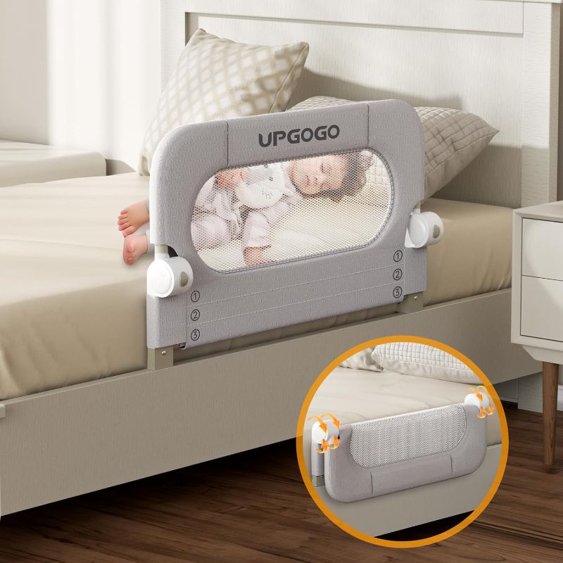 Photo 1 of Folding Toddler Bed Rails for Crib,Safety Toddler Bed Rails,Bed Guard Rail with Reinforced Anchor Safety System,Bed Rail for Kids Fit,Bunk,Full Size,Queen,King,Twin(Grey,33"x23.6")