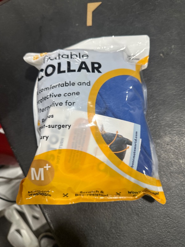 Photo 1 of BENCMATE Inflatable Dog Cone Collar Alternative, Soft Dog Cone for Small Medium Large Dogs and Cats, Neck Recovery ECollar Donut Collar After Surgery (Medium+, Blue)
