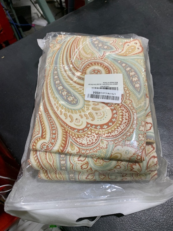 Photo 1 of ABREEZE Cotton Damask Queen Duvet Cover Set Paisley Bedding Set 1 Duvet Cover with 2 Pillowcases 100% Egyptian Long-Staple Cotton Khaki,3pcs