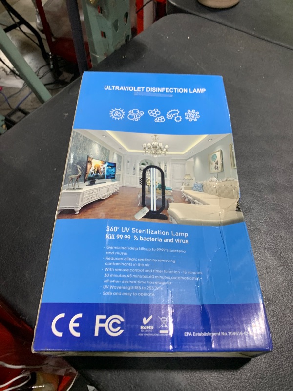 Photo 1 of Feefir UV Light Sanitizer,4-Speed Timing and Remote Control UVC Home Disinfection Device,Ultraviolet Light Sanitizer for Dust Mites,UV Lamp for Whole Room,Black