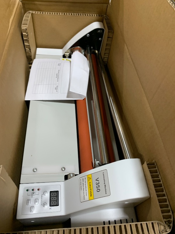Photo 1 of Generic 350mm Laminator Machine, Cold Hot Roller Laminating Machine, Single- & Double-Sided Thermal Laminator for Paper Card Wood Veneer PVC Foil, Digital Display, Safety Protection (V350), 6333-350
