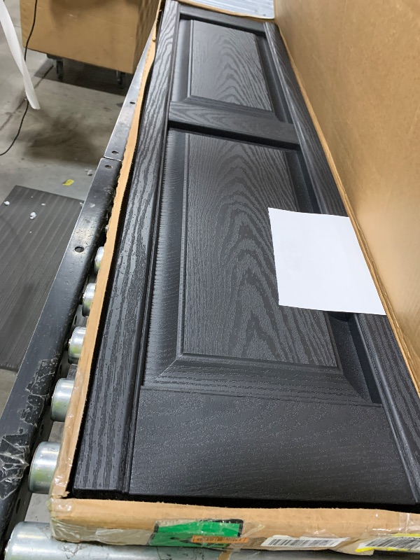 Photo 1 of Ekena Millwork Lifetime Vinyl LP2S14X05900BL Standard Two Equal Panel Vinyls, Raised Panel Vinyl Shutters, w/Installation Shutter-Lok's & Matching Screws (Per Pair), 14.75"W x 59"H, Black