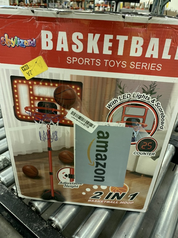 Photo 1 of Kids Basketball Hoop Adjustable Height 3.5FT-6.2FT, Indoor & Outdoor Toddler Basketball Hoop with Scoreboard & LED, Boys Basketball Toy for 3 4 5 6 7 8 Years Gift, Portable Basketball Goals Sport Game