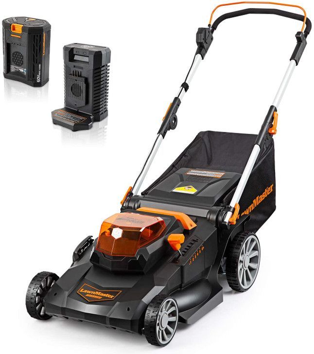 Photo 1 of Lawnmaster CLMFR6020A 60V MAX BRUSHLESS Li-On 21” Lawn Mower, Black & Orange
