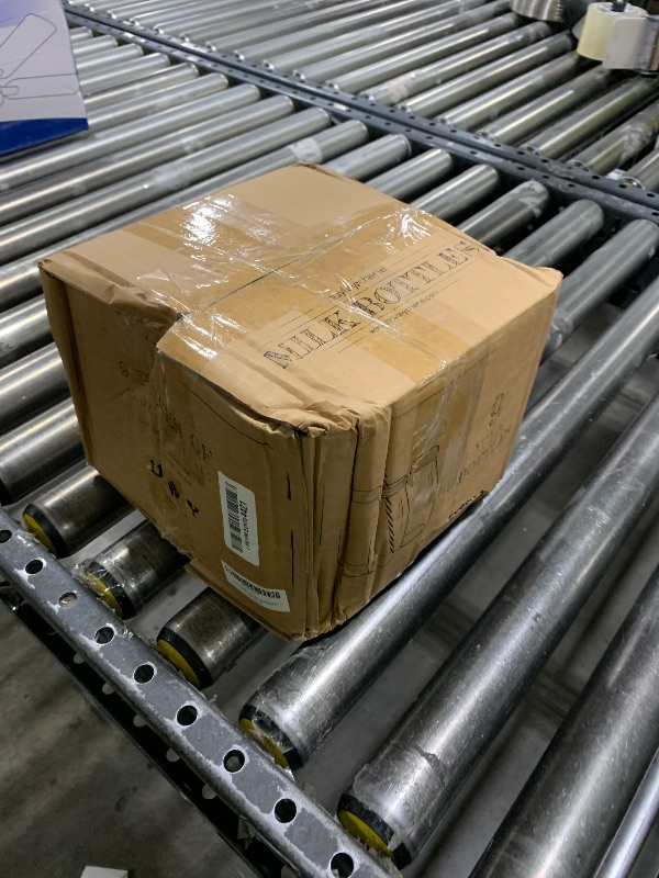 Photo 1 of 10 oz Glass Milk Bottles with Lids & Straws (9 Pack) Small Airtight Glasses with Caps