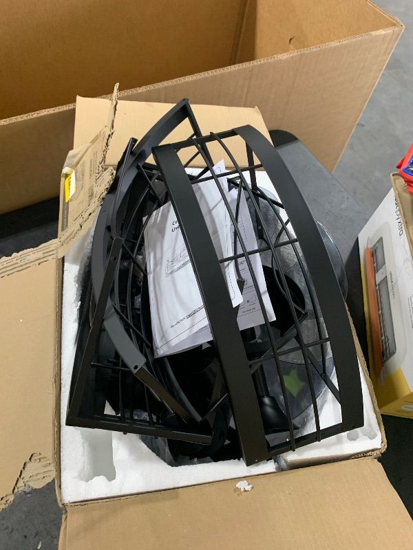 Photo 1 of MISSING SCREWS---------------------------------------------------LEDIARY 22 inch Black Caged Ceiling Fan with Light, Bladeless Industrial Ceiling Fan with Remote, Farmhouse Fan Lights Ceiling Fixtures for Kitchen, Bedroom, Outdoor?6 Speed, Timing?-Black
