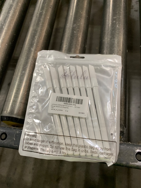 Photo 1 of 12 Pieces White Nail Pencil 2-in-1 Nail Whitening Pencils French Nail Design Pencils with Cuticle Pusher