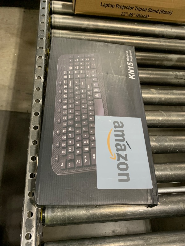 Photo 1 of SABLUTE Wireless Keyboard, 2.4GHz USB Computer Key Board with Cushioned Wrist Rest, Ergonomic Wave Keyboards