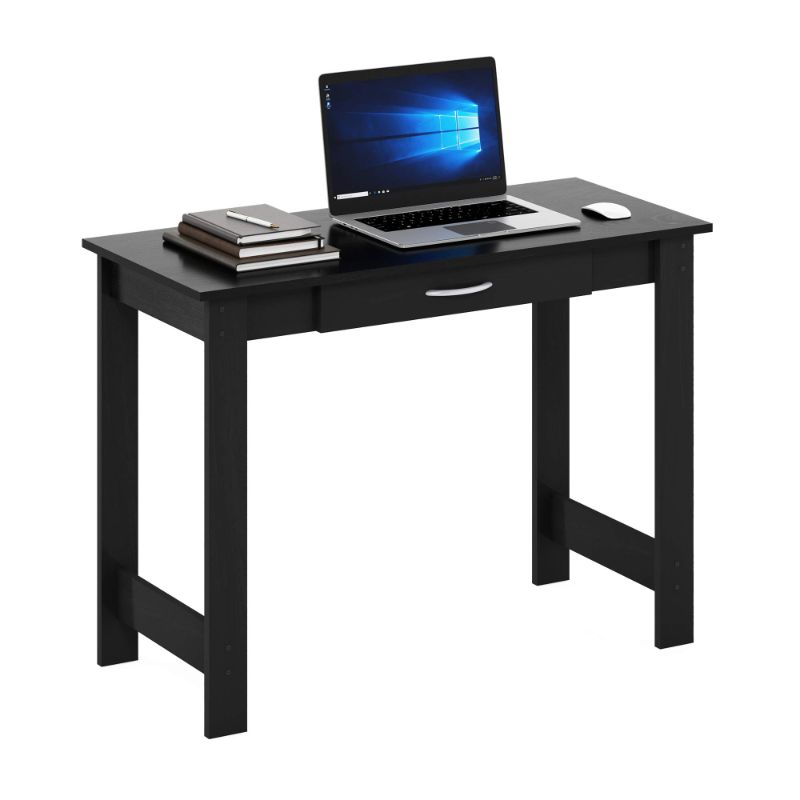Photo 1 of FURINNO Jaya Writing Desk For Residential Use With DrawerBlack, Blackwood, Large